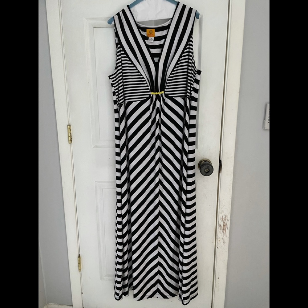Ruby Rd. Black and White Stripe Dress 1X
